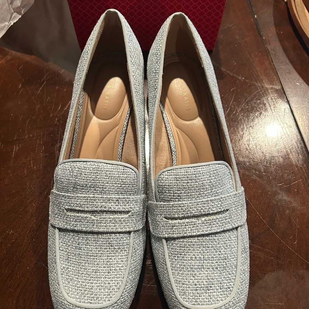 Kelly & Katie Light Blue Textured Loafers